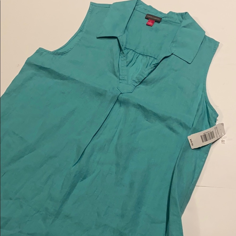 Vince Camuto Small Sleeveless V Neck Linen Blouse New Top (e) - Picture 2 of 8